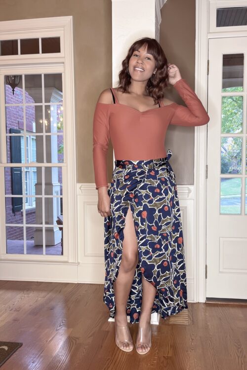 2 Piece Fall Bodysuit & Wrap Skirt