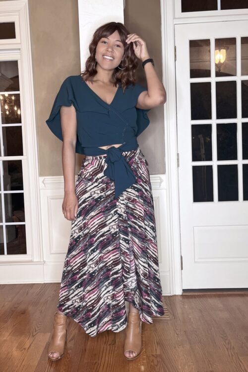 The Ultimate Vogue Wrap Top & Skirt that is Perfect for any Fall Day!